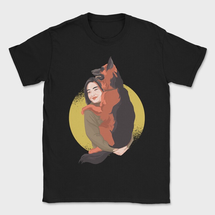 Woman With Dog, Tricou Barbati (Unisex)