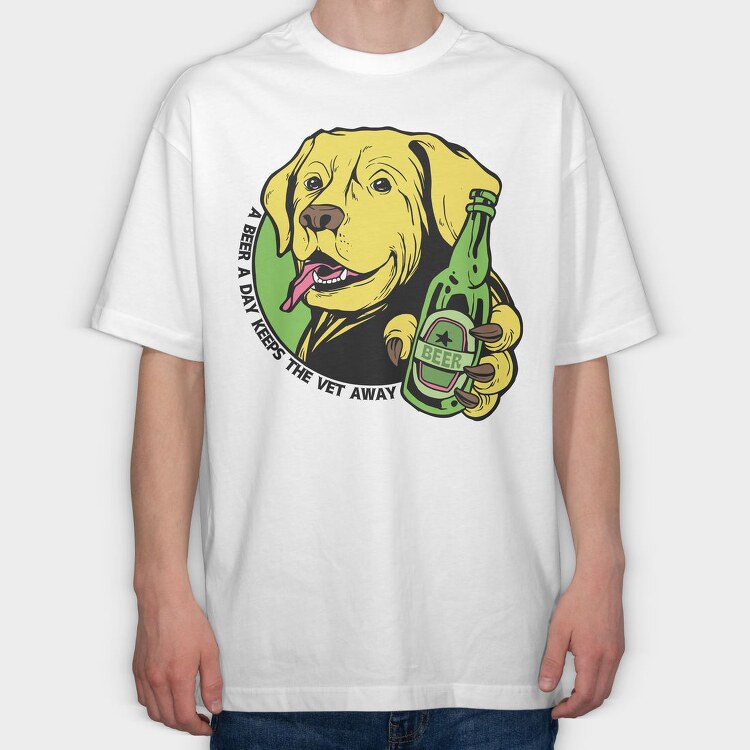 A Beer A Day Keeps Yhe Vet Away, Tricou Oversize Barbati (Unisex)