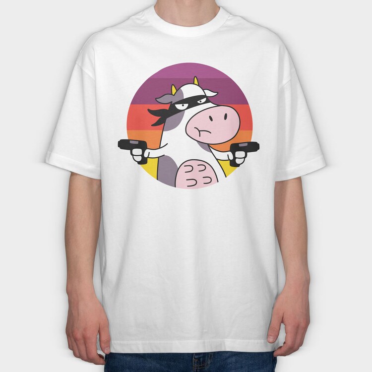 Cow Cartoon, Tricou Oversize Barbati (Unisex)