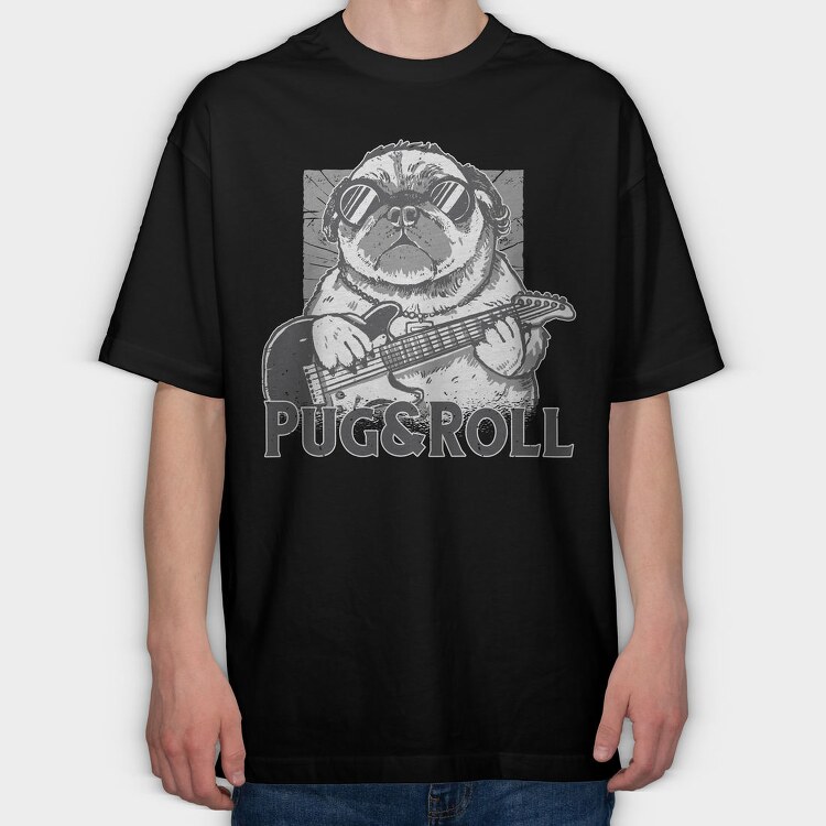 Pug And Roll, Tricou Oversize Barbati (Unisex)