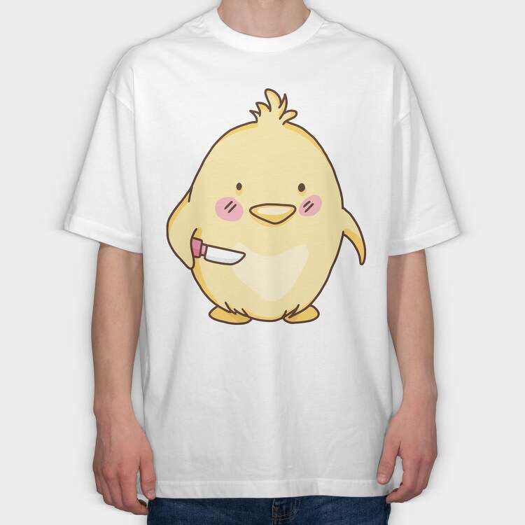 Cute Chick With Knife Mad Chicken, Tricou Oversize Barbati (Unisex)