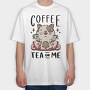 Cute Coffee Tea Cat Bar, Tricou Oversize Barbati (Unisex)