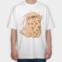 Cute Dog Pet Eating Pizza, Tricou Oversize Barbati (Unisex)