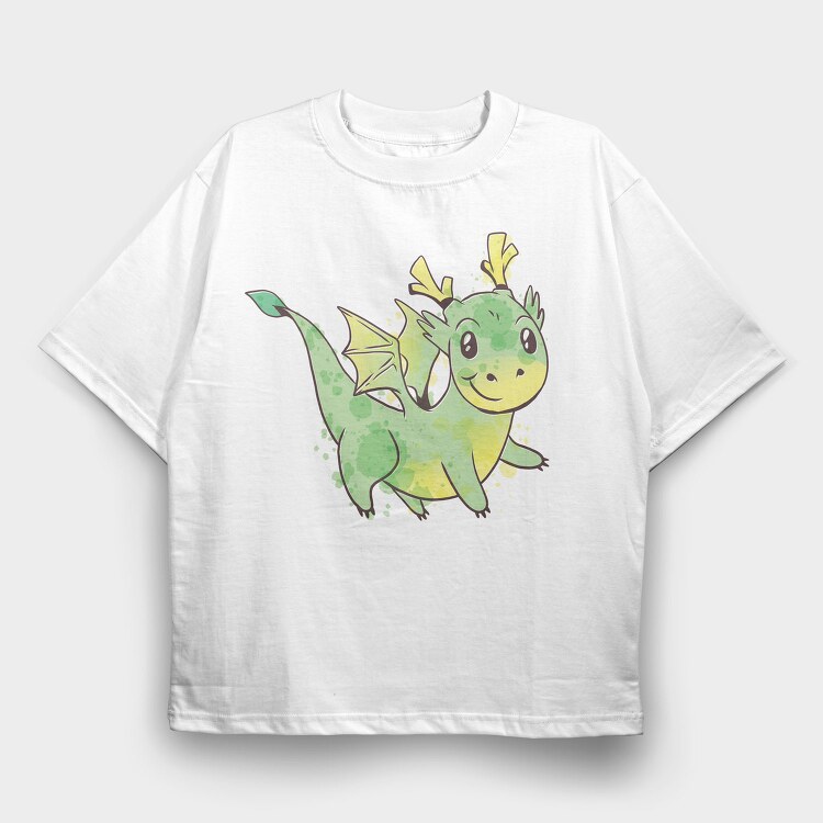 Cute Dragon Watercolor, Tricou Oversize Barbati (Unisex)