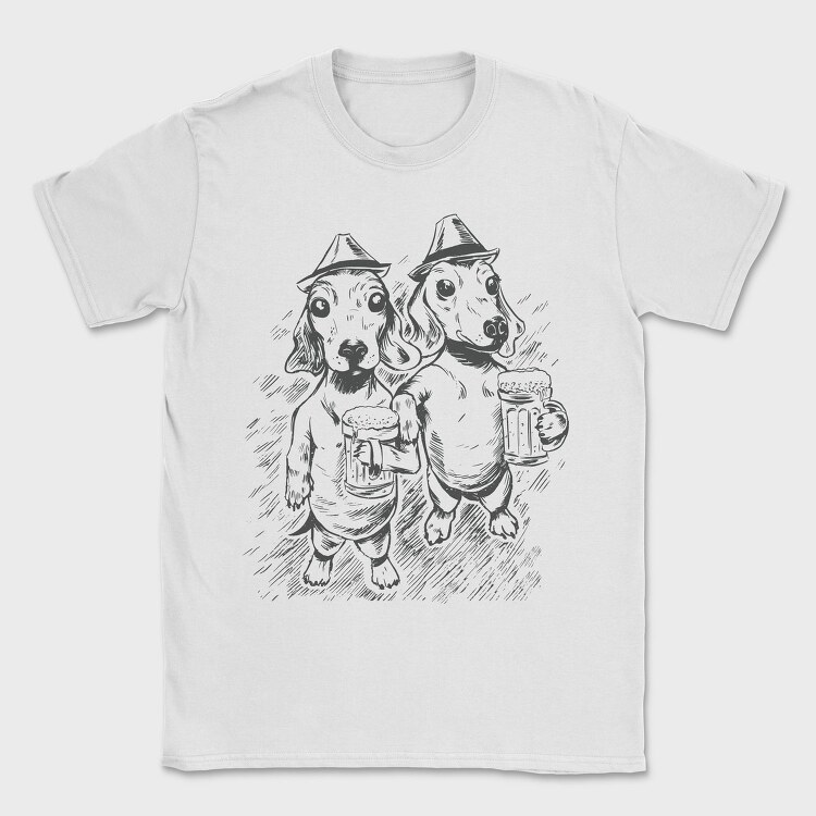 Dachshund Dogs And Beer Daschund Sketch Gc, Tricou Barbati (Unisex)