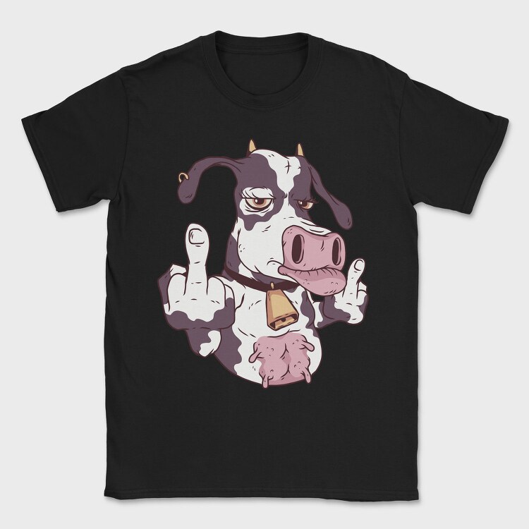 Cow Cartoon Middle Finger, Tricou Barbati (Unisex)