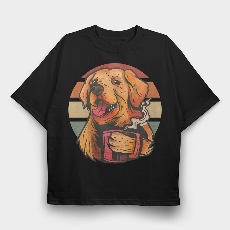 Golden Retriever, Tricou Oversize Barbati (Unisex)