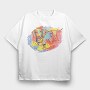 Dachshund Watercolor, Tricou Oversize Barbati (Unisex)
