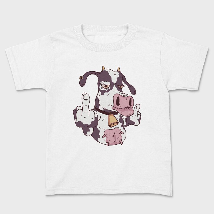 Cow Cartoon Middle Finger, Tricou Copii