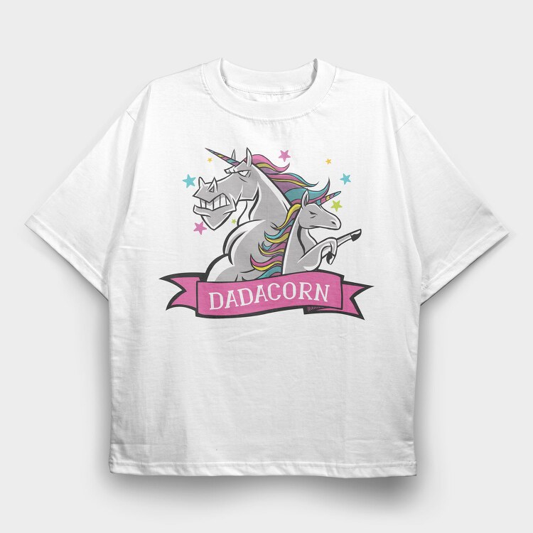 Daddy Unicorn Dad Corn, Tricou Oversize Barbati (Unisex)