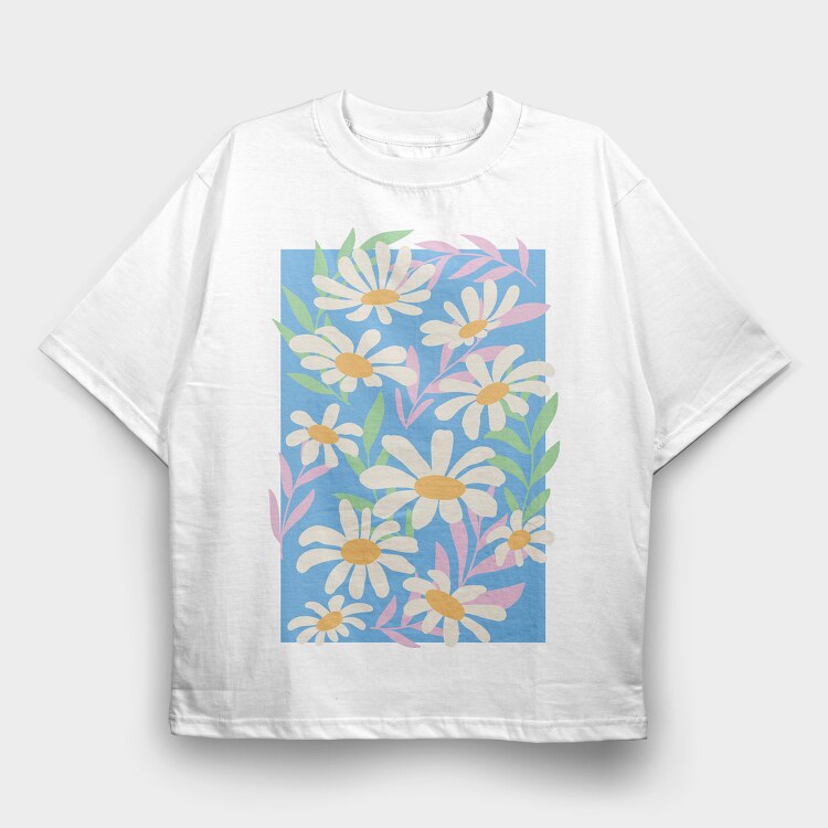 Daisy Flowers Composition Danish, Tricou Oversize Barbati (Unisex)