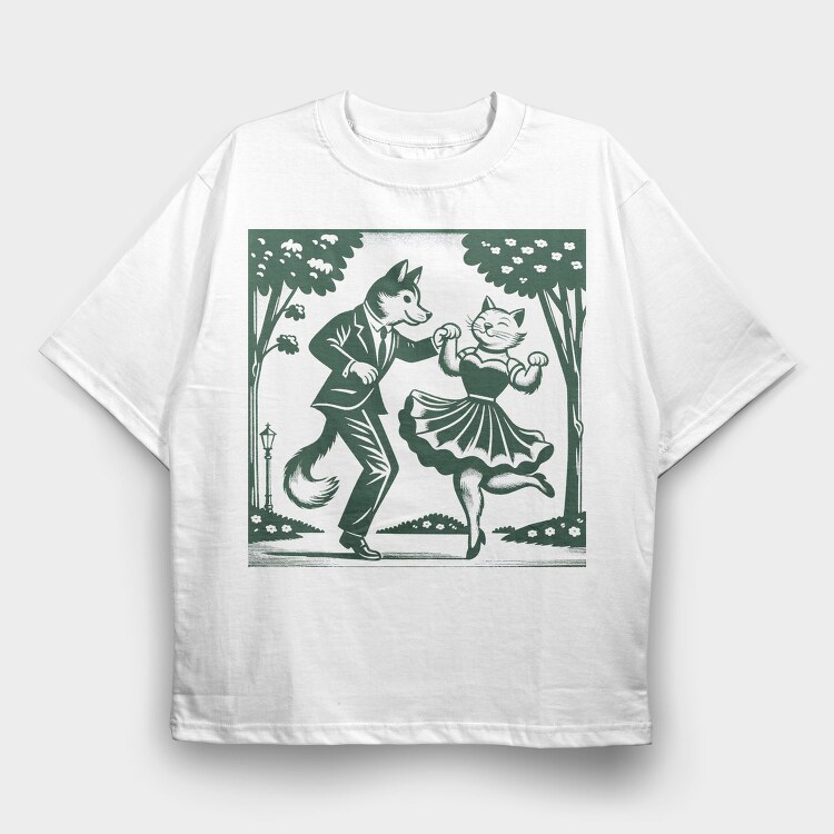 Dancing Foxes Tote, Tricou Oversize Barbati (Unisex)