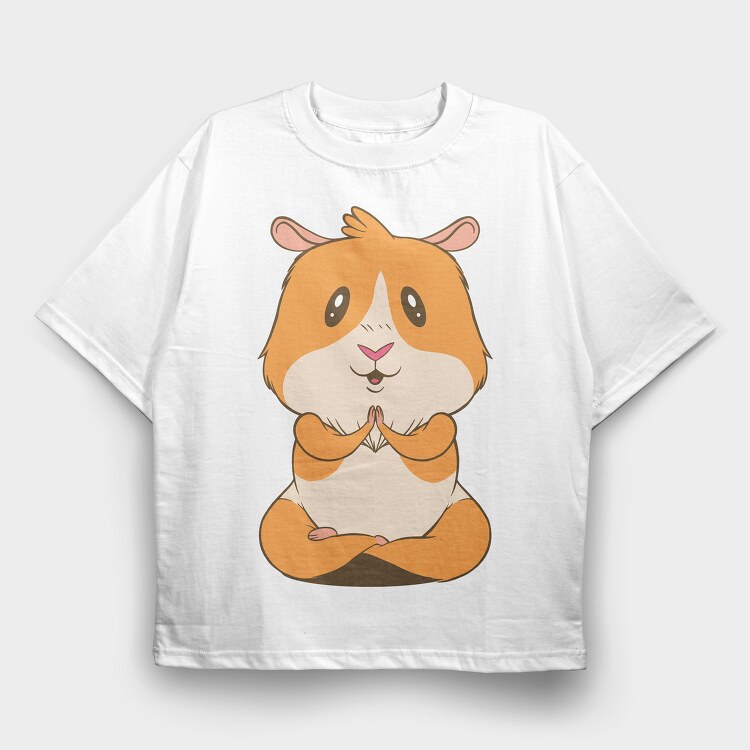 Cute Guinea Pig Yoga, Tricou Oversize Barbati (Unisex)