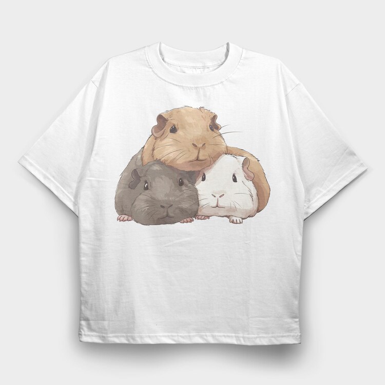 Cute Guinea Pigs, Tricou Oversize Barbati (Unisex)