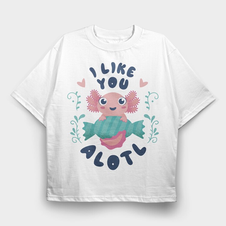 Cute Happy Baby Axolotl, Tricou Oversize Barbati (Unisex)