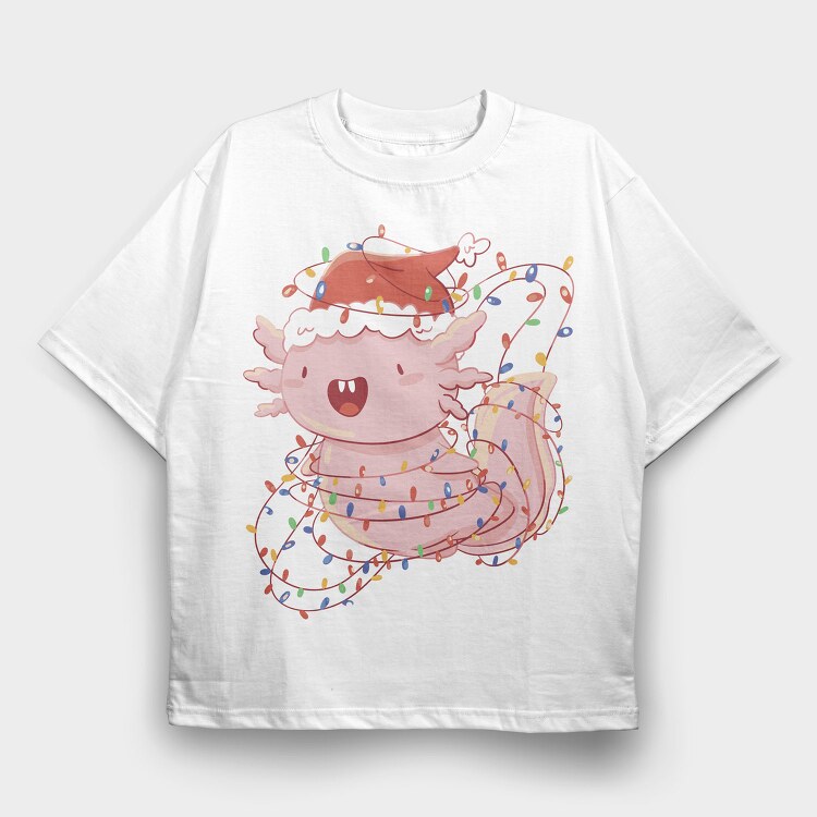 Axolotl Christmas Lights, Tricou Oversize Barbati (Unisex)