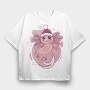 Axolotl In Christmas Hat, Tricou Oversize Barbati (Unisex)