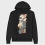 Cat Sunset Japanese Traditional, Hanorac Oversize Barbati (Unisex)