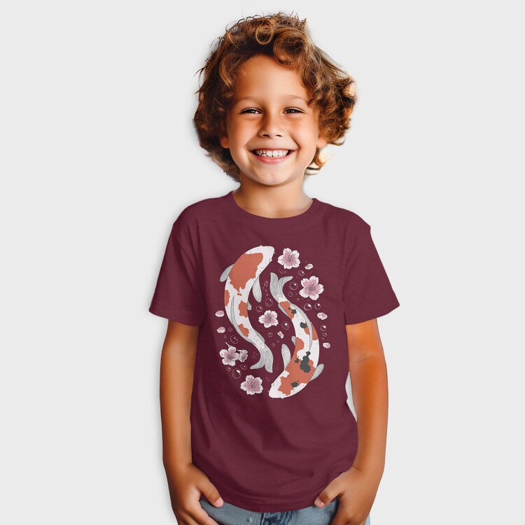 Koi Fish With Cherry Blossom, Tricou Copii