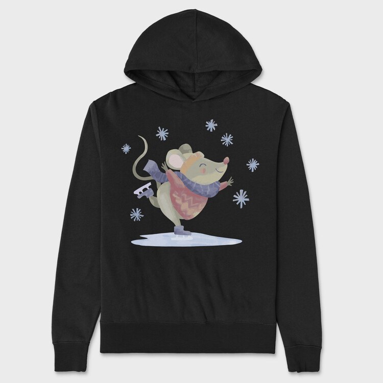 Cute Mouse Skating Mug, Hanorac Oversize Barbati (Unisex)