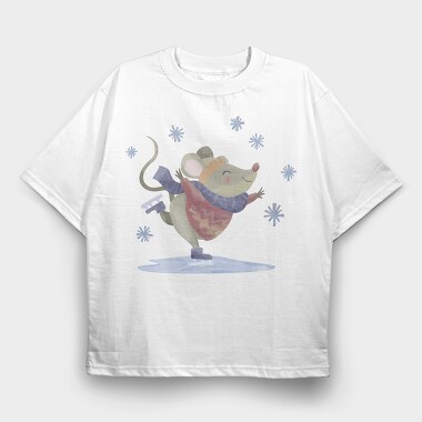 Cute Mouse Skating Mug, Tricou Oversize Barbati (Unisex)