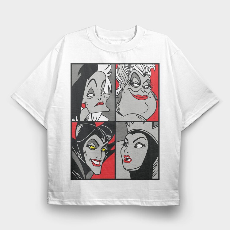 Villanas Disney Pop Art, Tricou Oversize Barbati (Unisex)