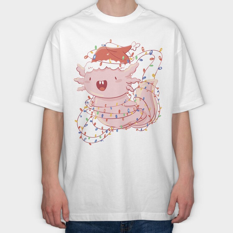 Axolotl Christmas Lights, Tricou Oversize Barbati (Unisex)