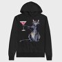 Cat With Martini Throw Pillow Black, Hanorac Oversize Barbati (Unisex)