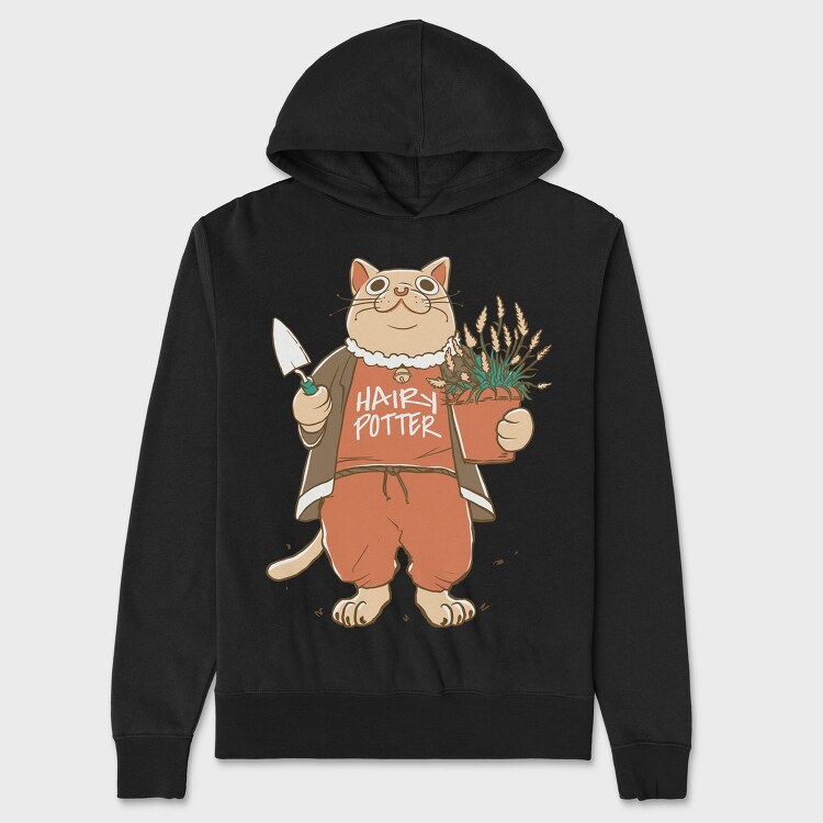 Cat With Plant Pottery, Hanorac Oversize Barbati (Unisex)