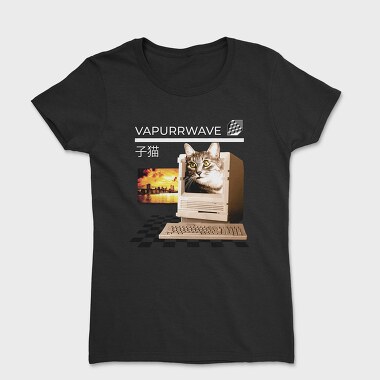 Cat Vaporwave Glitch 2 Vapurrwave, Tricou Femei