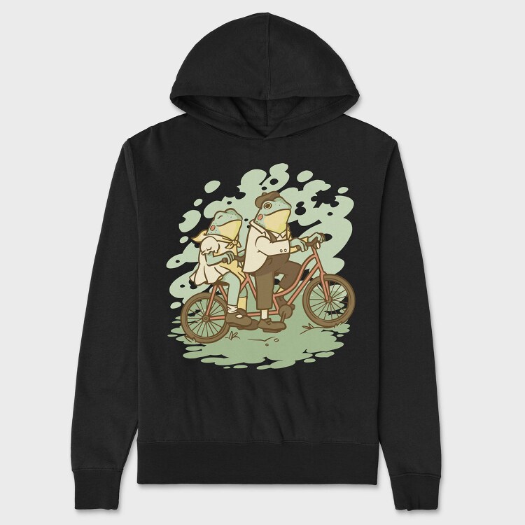 Bicycle Frogs Vintage Riding A Bike, Hanorac Oversize Barbati (Unisex)