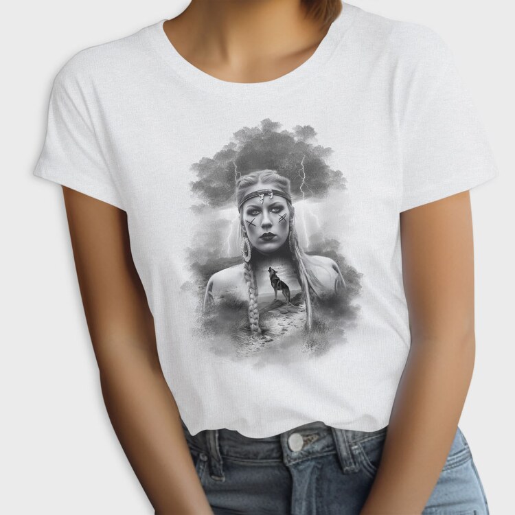 Viking Woman With Wolf, Tricou Femei