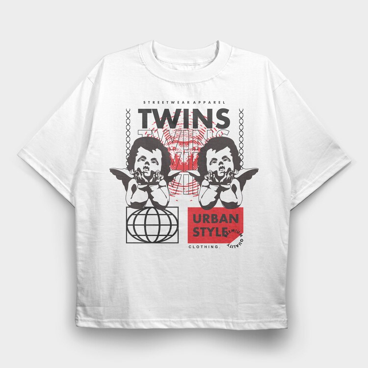 Twins 1, Tricou Oversize Barbati (Unisex)