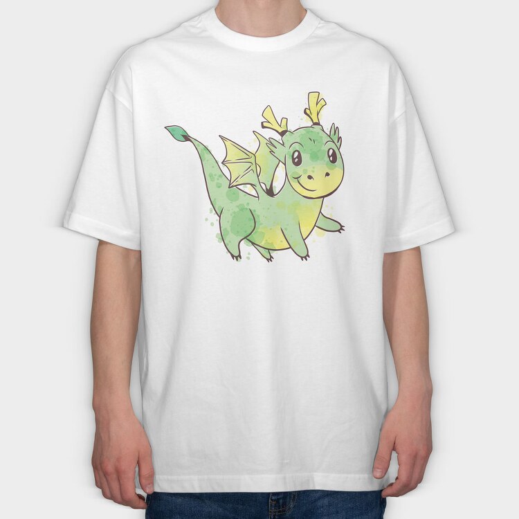 Cute Dragon Watercolor, Tricou Oversize Barbati (Unisex)