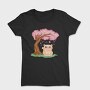 Cherry Blossom Cat Kawaii Sakura And, Tricou Femei