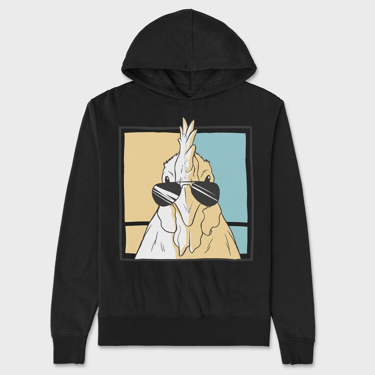 Chicken Wearing Sunglasses, Hanorac Oversize Barbati (Unisex)