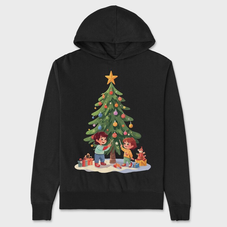 Children Decorating Tree Kids Christmas, Hanorac Oversize Barbati (Unisex)