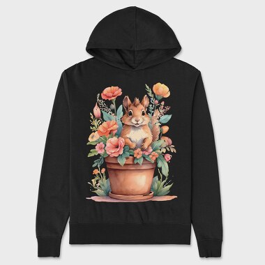 Cottagecore Watercolor Squirrel, Hanorac Oversize Barbati (Unisex)