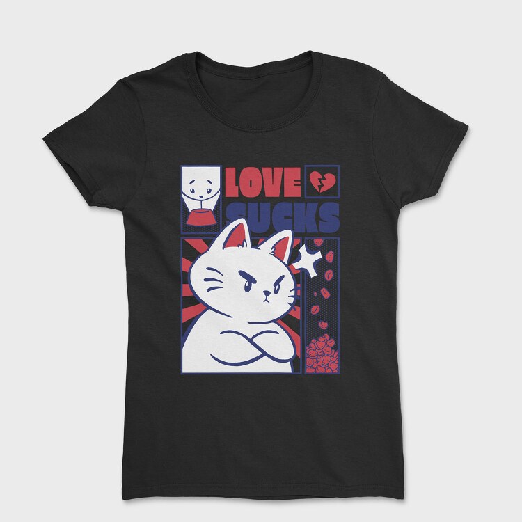 Angry Cat Anti Valentines Day Valentine, Tricou Femei