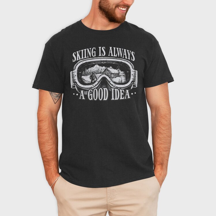 Ski Goggles Mountains, Tricou Barbati (Unisex)
