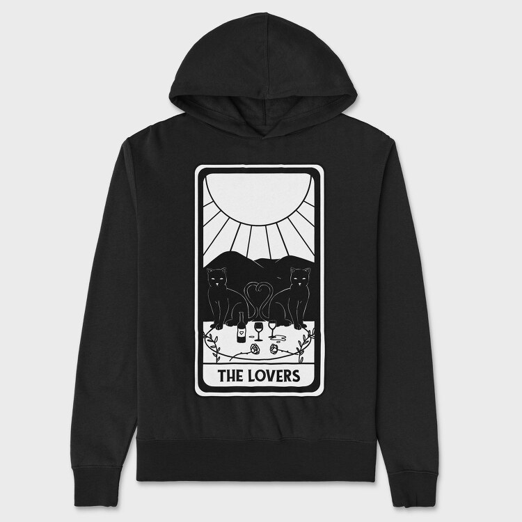 Cool Lovers Tarot Card The Cat, Hanorac Oversize Barbati (Unisex)
