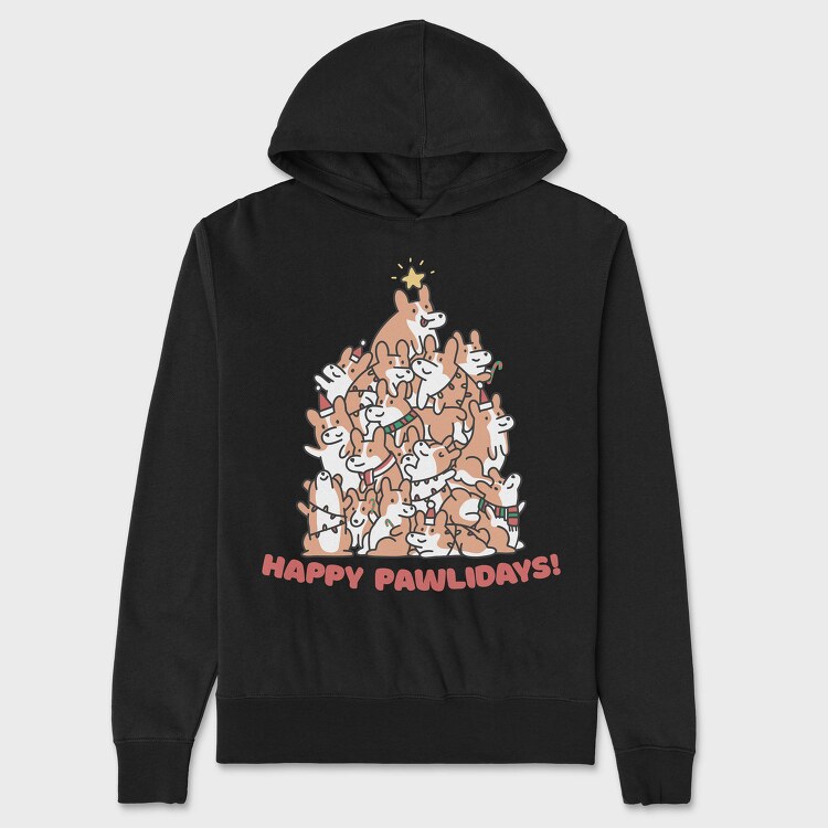Corgi Dog Christmas Tree Corgies, Hanorac Oversize Barbati (Unisex)