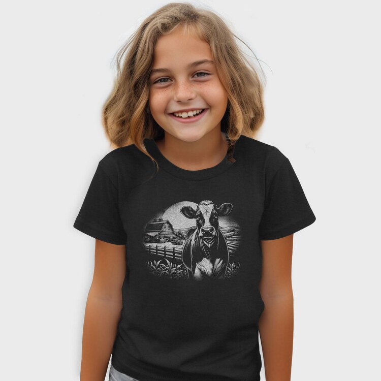 Cow Farm Monochrome, Tricou Copii