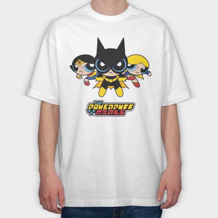 The Powerpuff Girls Wonderwoman Batgirl, Tricou Oversize Barbati (Unisex)