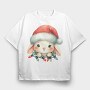 Christmas Bunny Watercolor, Tricou Oversize Barbati (Unisex)