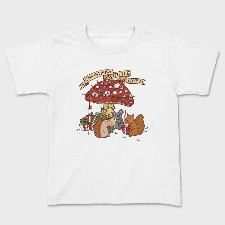 Christmas Mushroom And Animals With The Beloved, Tricou Copii