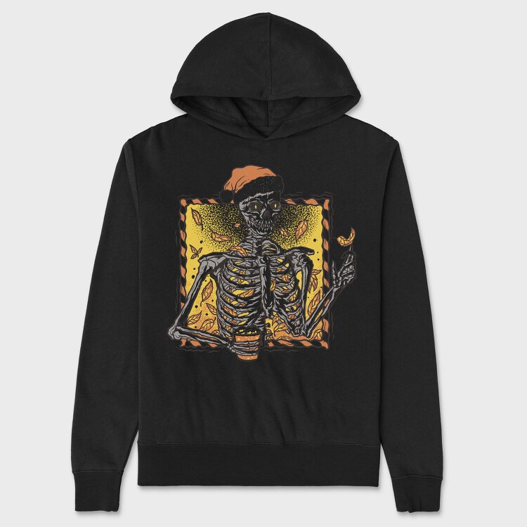 Christmas Skeleton Fall Autumn Leaves Skuelleton, Hanorac Oversize Barbati (Unisex)