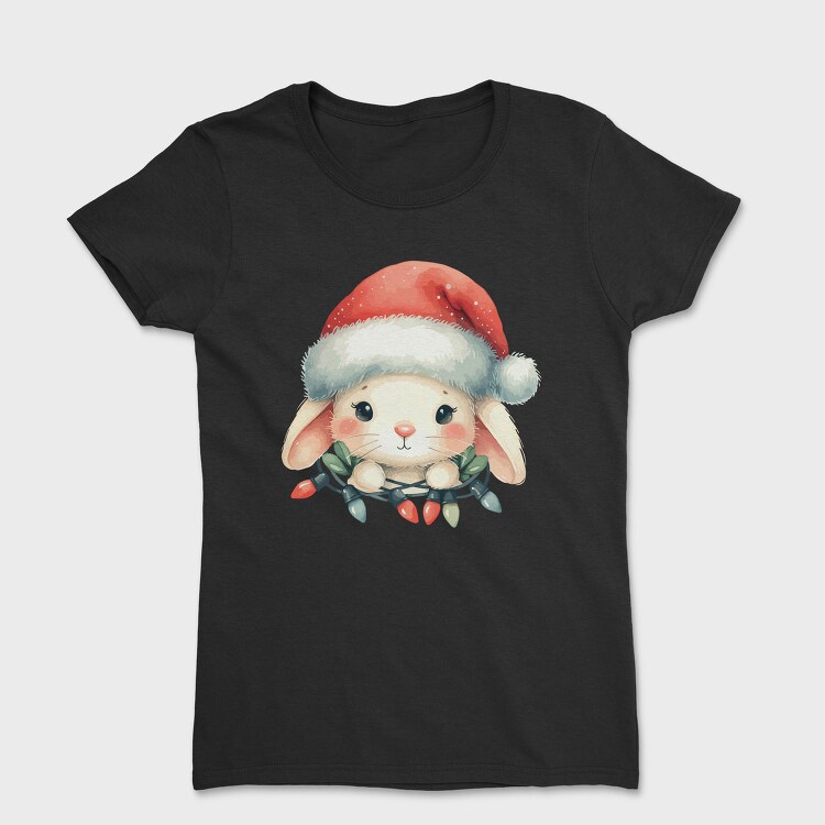 Christmas Bunny Watercolor, Tricou Femei