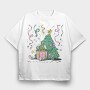 Christmas Tree New Year Character Present Pillow, Tricou Oversize Barbati (Unisex)