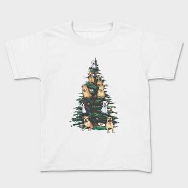 Christmas Tree With Dogs Realistic, Tricou Copii